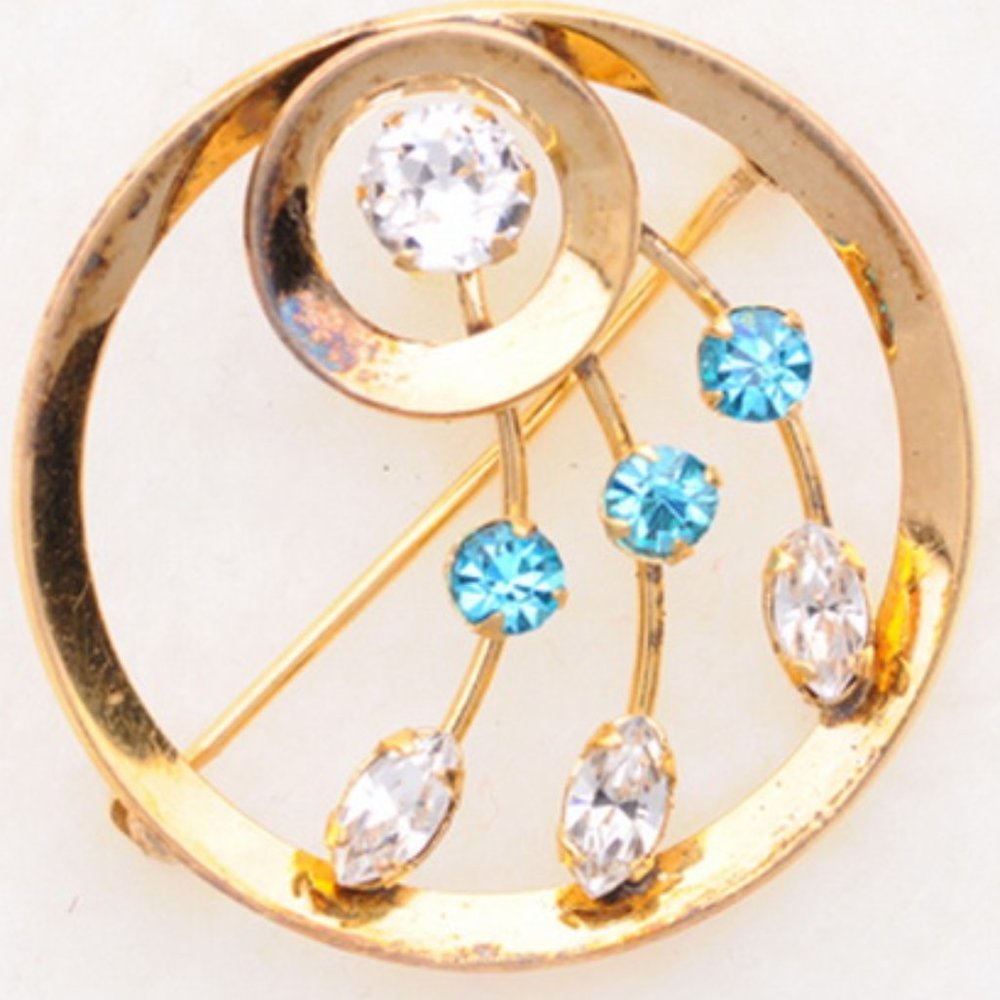 12K Gold filled brooch - Flower of Rhinstones
